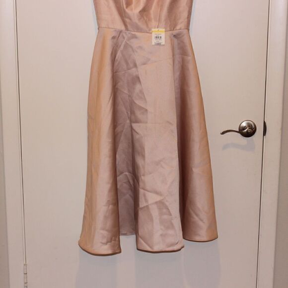 NEW Alfred Sung Blush Puff cap sleeve Scoop Neck midi Dress Women Size 2 - Picture 6 of 11